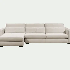 Canapé 4 Places|Canapé Fixe*alinea Canapé d'angle chaise longue gauche fixe en tissu Genesis - Beige