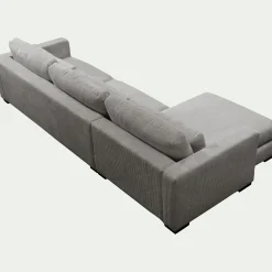 Canapé En Velours|Canapé 4 Places*alinea Canapé d'angle chaise longue gauche fixe en velours côtelé Azores - borie Gris