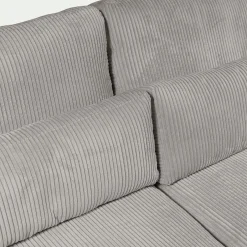 Canapé En Velours|Canapé 4 Places*alinea Canapé d'angle chaise longue gauche fixe en velours côtelé Azores - borie Gris