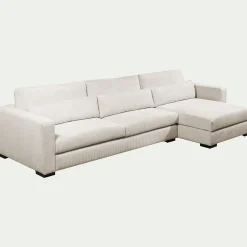 Canapé 4 Places|Canapé Fixe*alinea Canapé d'angle chaise longue droite fixe en velours côtelé Azores - Beige