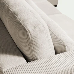 Canapé 4 Places|Canapé Fixe*alinea Canapé d'angle chaise longue droite fixe en velours côtelé Azores - Beige