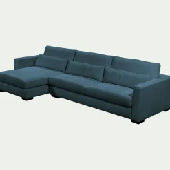 Canapé 4 Places|Canapé Fixe*alinea Canapé d'angle chaise longue gauche fixe en tissu Genesis - Bleu