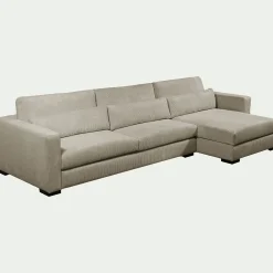 Canapé 4 Places|Canapé Fixe*alinea Canapé d'angle chaise longue droite fixe en velours côtelé Azores - taupe Gris