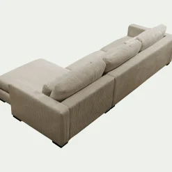 Canapé 4 Places|Canapé Fixe*alinea Canapé d'angle chaise longue droite fixe en velours côtelé Azores - taupe Gris