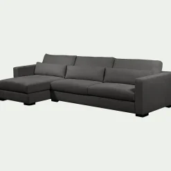 Canapé 4 Places|Canapé Fixe*alinea Canapé d'angle chaise longue gauche fixe en tissu Bloq - anthracite Gris