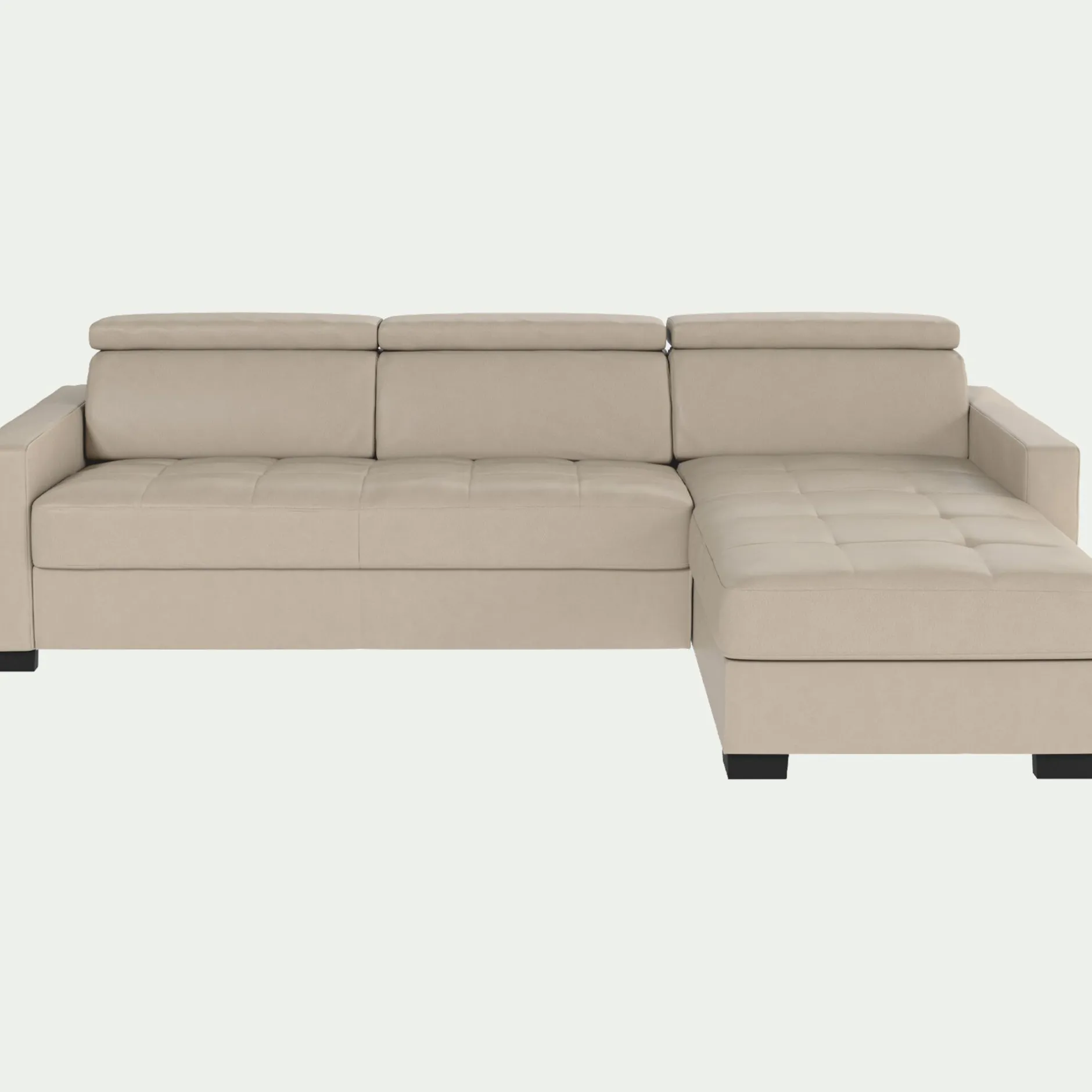 Canapé En Cuir|Canapé 3 Places*alinea Canapé d'angle convertible en cuir avec accoudoirs 15cm - Beige