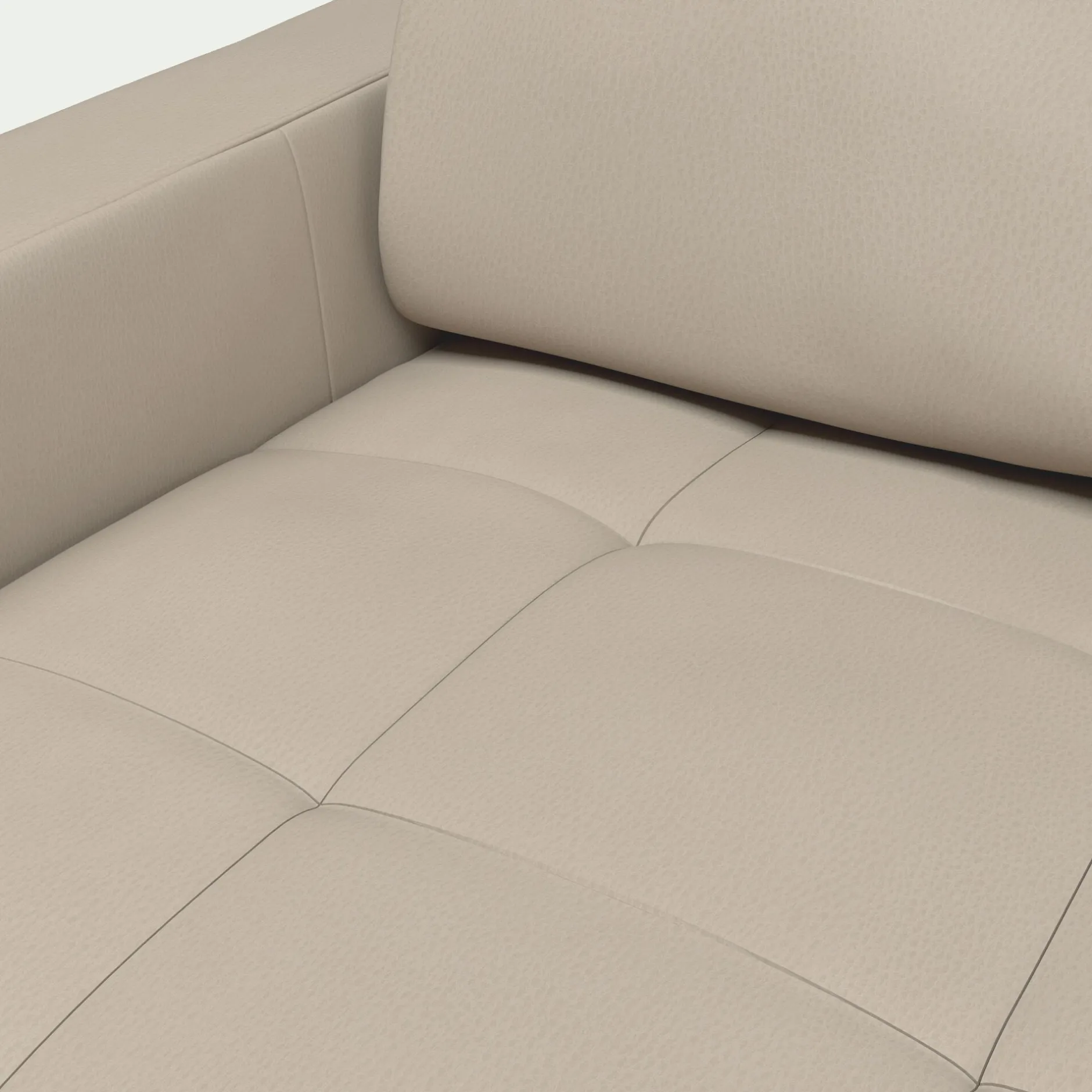 Canapé En Cuir|Canapé 3 Places*alinea Canapé d'angle convertible en cuir avec accoudoirs 15cm - Beige