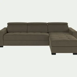 Canapé En Velours|Canapé 4 Places*alinea Canapé d'angle convertible en velours avec accoudoirs 20cm - taupe Marron