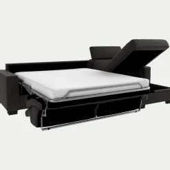 Canapé En Cuir|Canapé Convertible*alinea Canapé d'angle convertible en cuir avec accoudoirs 20cm - Marron