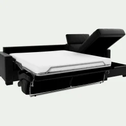 Canapé En Cuir|Canapé Convertible*alinea Canapé d'angle convertible en cuir avec accoudoirs 15cm - Noir