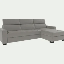Canapé En Cuir|Canapé Convertible*alinea Canapé d'angle convertible en cuir avec accoudoirs 20cm - Gris borie