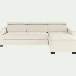 Canapé En Cuir|Canapé 3 Places*alinea Canapé d'angle convertible en cuir avec accoudoirs 20cm - Blanc