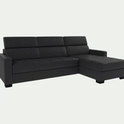 Canapé En Cuir|Canapé Convertible*alinea Canapé d'angle convertible en cuir avec accoudoirs 15cm - brun terre ombre Terre d'ombre