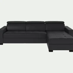 Canapé En Cuir|Canapé Convertible*alinea Canapé d'angle convertible en cuir avec accoudoirs 20cm - brun terre ombre Terre d'ombre