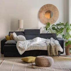 Canapé En Tissu|Canapé Convertible*alinea Canapé d'angle convertible en tissu - calabrun Bleu