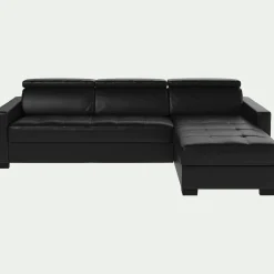 Canapé En Cuir|Canapé 3 Places*alinea Canapé d'angle convertible en cuir avec accoudoirs 15cm - Marron