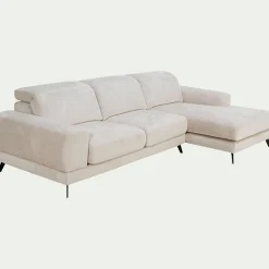 Canapé 4 Places|Canapé D'Angle*alinea Canapé d'angle droit avance recule en tissu doux - Beige