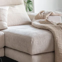 Canapé 4 Places|Canapé D'Angle*alinea Canapé d'angle droit avance recule en tissu doux - Beige