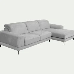 Canapé En Tissu|Canapé 4 Places*alinea Canapé d'angle droit avance recule en tissu doux - Gris