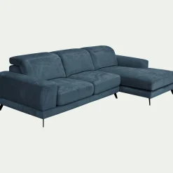 Canapé En Tissu|Canapé 4 Places*alinea Canapé d'angle droit avance recule en tissu doux - Bleu