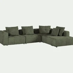 Canapé En Tissu|Canapé 4 Places*alinea Canapé d'angle droit avec pouf en tissu Benjo - cèdre Vert