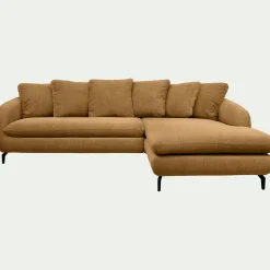 Canapé En Tissu|Canapé 4 Places*alinea Canapé d'angle droit convertible en tissu tramé - bronze Marron