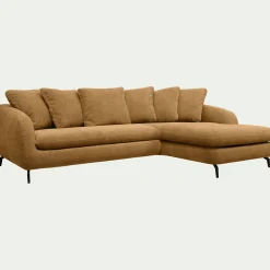 Canapé En Tissu|Canapé 4 Places*alinea Canapé d'angle droit convertible en tissu tramé - bronze Marron