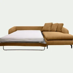 Canapé En Tissu|Canapé 4 Places*alinea Canapé d'angle droit convertible en tissu tramé - bronze Marron