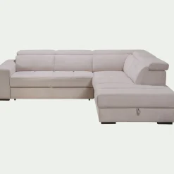 Canapé En Tissu|Canapé 4 Places*alinea Canapé d'angle droit convertible avec coffre en tissu doux - Beige