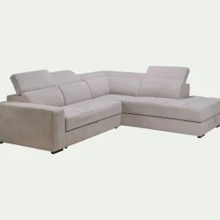 Canapé En Tissu|Canapé 4 Places*alinea Canapé d'angle droit convertible avec coffre en tissu doux - Beige