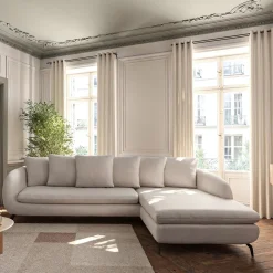 Canapé En Tissu|Canapé 4 Places*alinea Canapé d'angle droit convertible en tissu tramé - roucas Beige