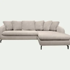 Canapé En Tissu|Canapé 4 Places*alinea Canapé d'angle droit convertible en tissu tramé - roucas Beige