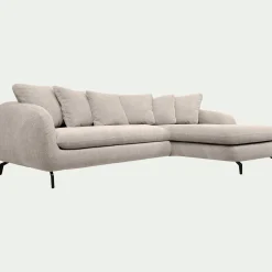 Canapé En Tissu|Canapé 4 Places*alinea Canapé d'angle droit convertible en tissu tramé - roucas Beige