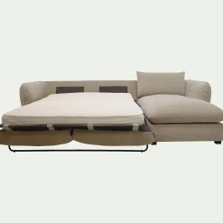 Canapé 5 Places|Canapé Convertible*alinea Canapé d'angle droit convertible en tissu Nature - Beige