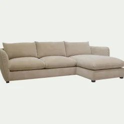 Canapé 5 Places|Canapé Convertible*alinea Canapé d'angle droit convertible en tissu Nature - Beige