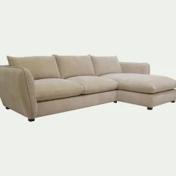 Canapé 5 Places|Canapé Convertible*alinea Canapé d'angle droit convertible en tissu Nature - Beige