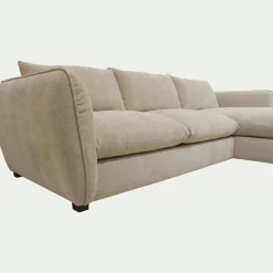 Canapé 5 Places|Canapé Convertible*alinea Canapé d'angle droit convertible en tissu Nature - Beige