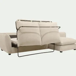 Canapé 5 Places|Canapé Convertible*alinea Canapé d'angle droit convertible en tissu Nature - écru Blanc