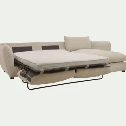 Canapé 5 Places|Canapé Convertible*alinea Canapé d'angle droit convertible en tissu Nature - écru Blanc