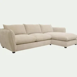 Canapé 5 Places|Canapé Convertible*alinea Canapé d'angle droit convertible en tissu Nature - écru Blanc