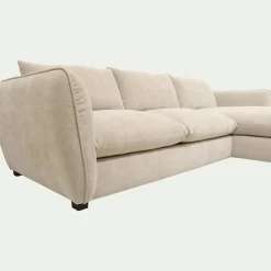 Canapé 5 Places|Canapé Convertible*alinea Canapé d'angle droit convertible en tissu Nature - écru Blanc