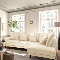 Canapé En Tissu|Canapé 4 Places*alinea Canapé d'angle droit convertible en tissu joint - roucas Beige