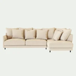 Canapé En Tissu|Canapé 4 Places*alinea Canapé d'angle droit convertible en tissu joint - roucas Beige