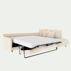 Canapé En Tissu|Canapé 4 Places*alinea Canapé d'angle droit convertible matelas Bultex en tissu joint - roucas Beige