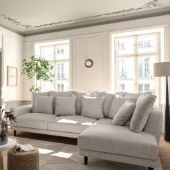 Canapé En Tissu|Canapé 4 Places*alinea Canapé d'angle droit convertible en tissu joint - borie Gris