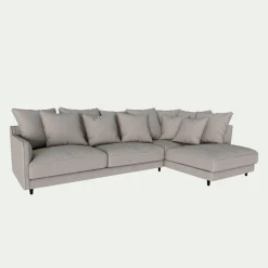 Canapé En Tissu|Canapé 4 Places*alinea Canapé d'angle droit convertible en tissu joint - borie Gris