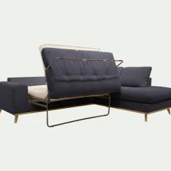 Canapé 5 Places|Canapé Convertible*alinea Canapé d'angle droit convertible en tissu Crown - calabrun Bleu