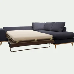 Canapé 5 Places|Canapé Convertible*alinea Canapé d'angle droit convertible en tissu Crown - calabrun Bleu