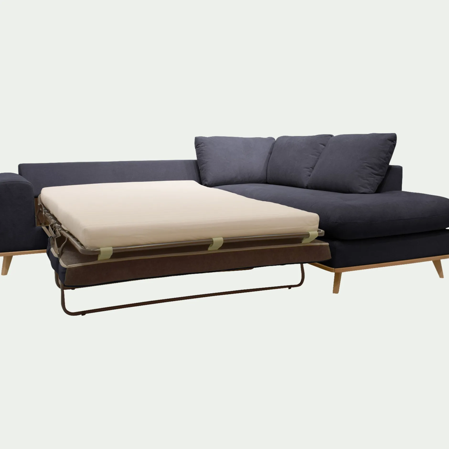 Canapé 5 Places|Canapé Convertible*alinea Canapé d'angle droit convertible en tissu Crown - calabrun Bleu