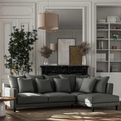 Canapé En Tissu|Canapé 4 Places*alinea Canapé d'angle droit convertible en tissu joint - restanque Gris